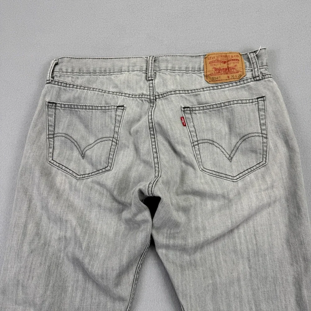 Levi's 514 Mens Gray Denim Jeans Size 36x29 Slim Straight Fit‎ Mid Rise